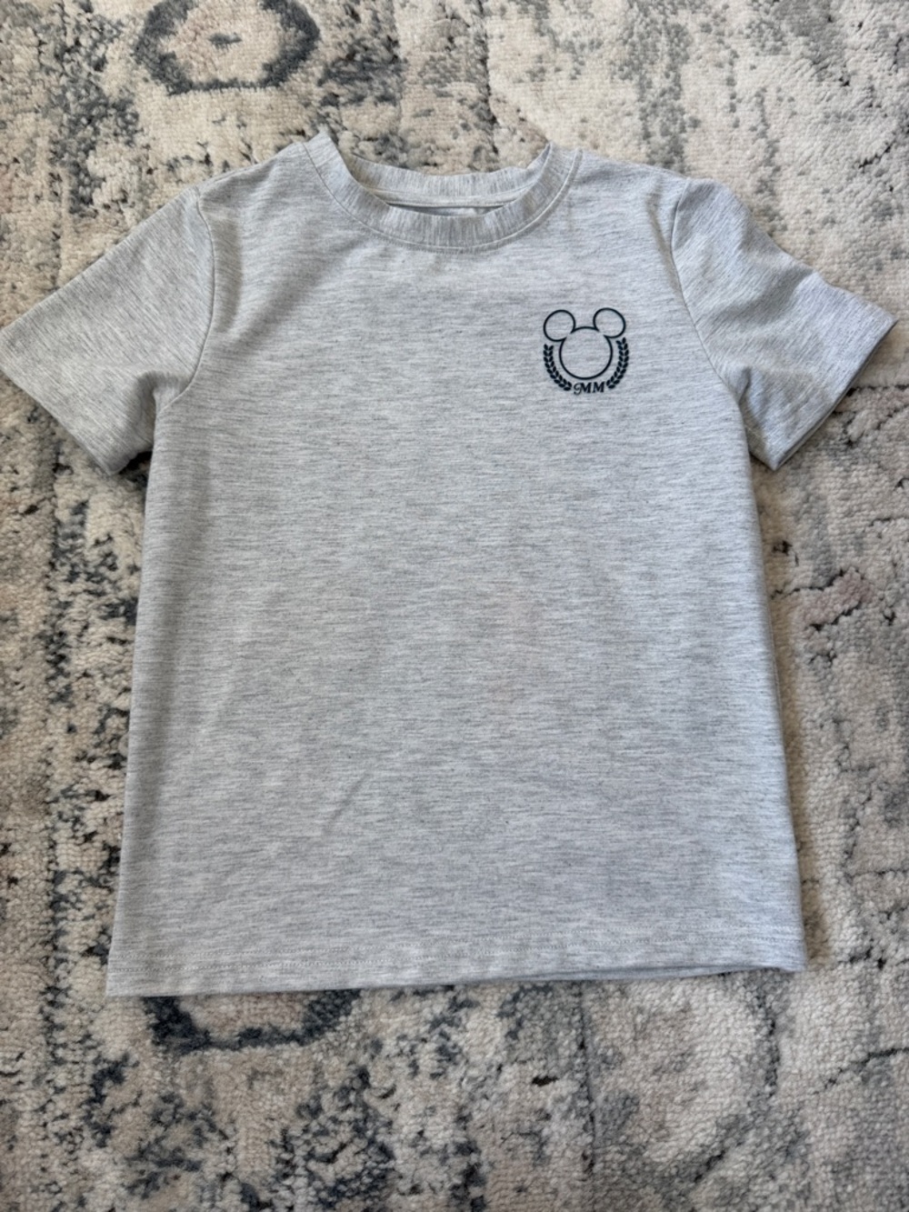 Janie and Jack Light Gray Short Sleeve Tee with Navy Mouse Logo